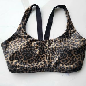 Spanx bra top removable pads metallic faux leather bronze gold leopard print L